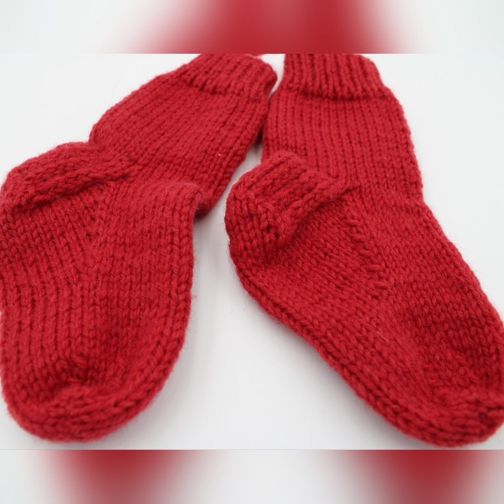 Handmade Red Knit Socks – NWT Cozy Winter Accessory - Picture 2 of 2